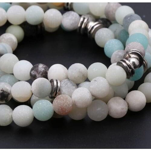 JAVRICK Mala Amazonite 108 Beads Necklace for Yoga Buddhist Rosary Prayer Charm Bracelet