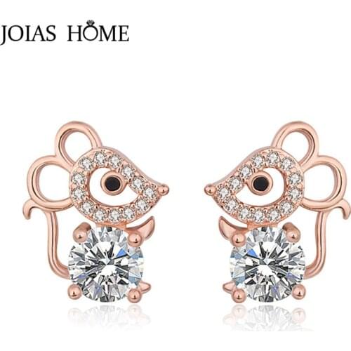 JoiasHome 925 sterling silver earrings Korean small fresh cute mouse earrings female temperament sweet mouse earrings jewelry