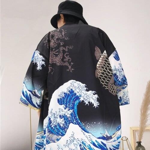 Kimono Cardigan Men Japanese Obi Male Yukata Mens Haori Japanese Samurai Clothing Traditional Japanese Clothing