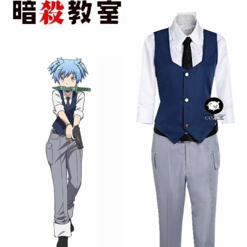 Assassination Classroom Ansatsu Kyoushitsu Shiota Nagisa Cosplay Costumes Unisex Clothes Uniform(Waistcoat + Shirt + Tie + Pant)