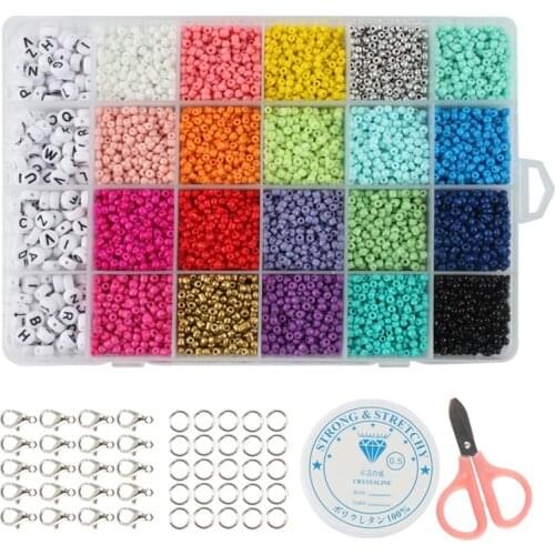 3MM Seed Beads Kit Letter Beads and Small Craft Beads Jewelry Making Set DIY Bracelet Necklace Beaded Jewelry Kit Wholesale