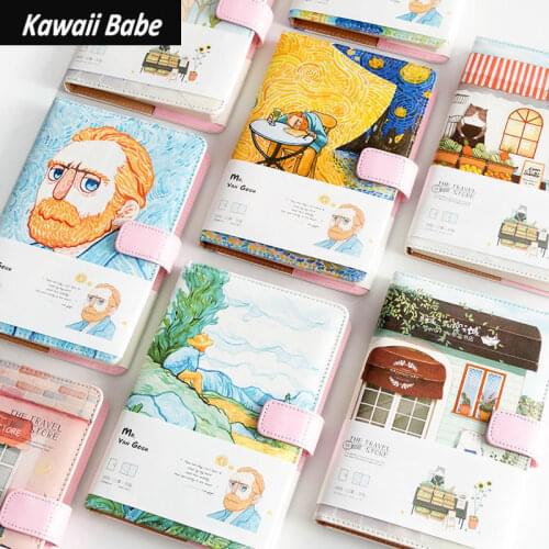 Korean Stationery School Office Supplies Sketchbook Notebooks for Students Journals PU Leather Magnetic Buckle Budget Book