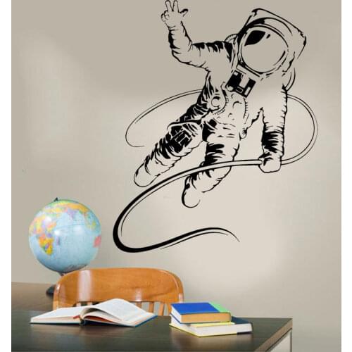 Space Astronaut Spaceman Wall Sticker Vinyl Home Decor for Kids Boys Room Bedroom Playroom Interior Decals Removable Murals S293