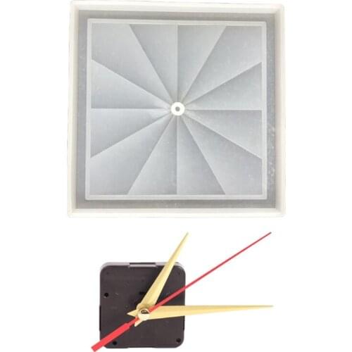 Square Windmill Wall Clock Epoxy Resin Mold Desktop Ornaments Clock Silicone Mould DIY Crafts Home Decorations Casting