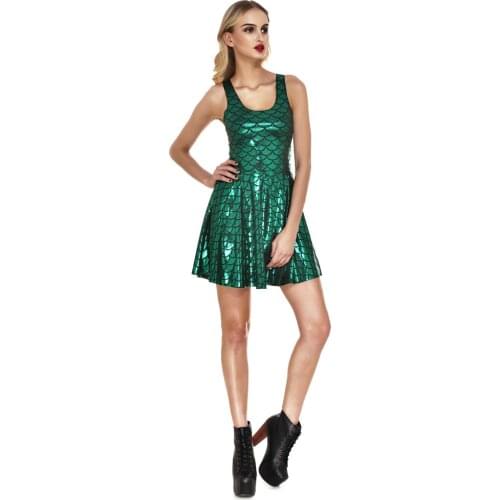 Summer Dress Sexy Women Fish Scales Bodycon Dress Sleeveless Slim Club Party Female Ladies Dresses Plus Size