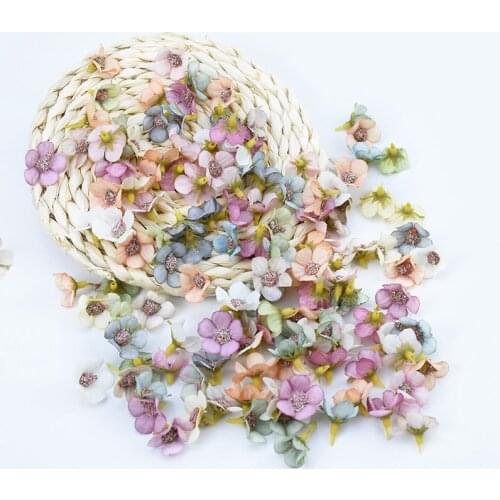 Hot cheap 50Pcs 2cm multicolor daisy flower head mini silk artificial wreath wedding home wedding party decoration