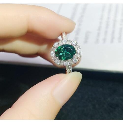 Pirmiana Fashion Jewelry Real 925 Sterling Silver Ring 1.0ct Lab Grown Emerald Rings Women