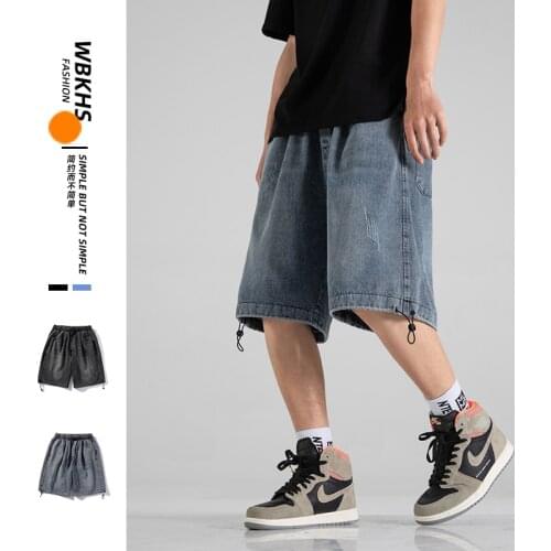 2021 Summer Men Denim Shorts Loose Casual Knee Length Pants