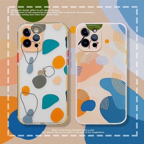 New Pattern Geometry Soft Shell Phone Case Cover for Iphone 12 Pro Max X XR XS MAX 6 7 8 Plus 11 Pro Max