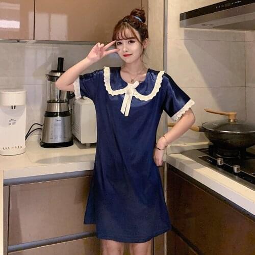 Nightdress Womens Sweet Lace Nightgowns & Sleepstirts Short Sleeve Princess Nightwear Spring Summer Home Dress Sleepwear