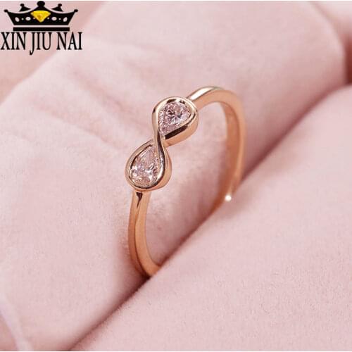 New Design Fashion Zircon Crystal Rings 18K Rose Gold Infinity Twist Ring Statement for Women Simplicity Jewelry Wholesale