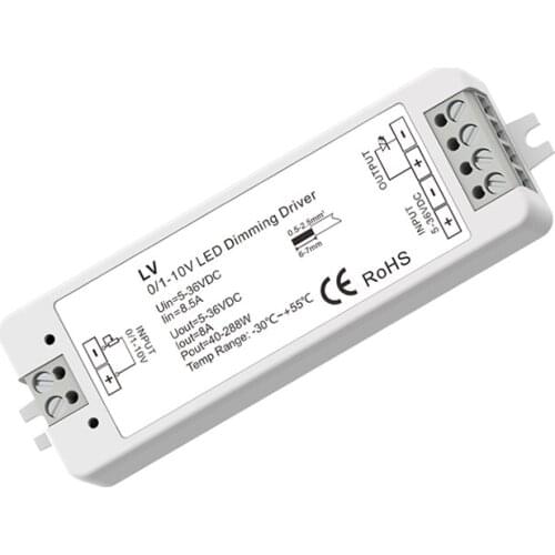New 0-10V/1-10V Dimmable Driver;12V 24V-36V Input; 8A 288W Output Constant Voltage LED Dimming Driver
