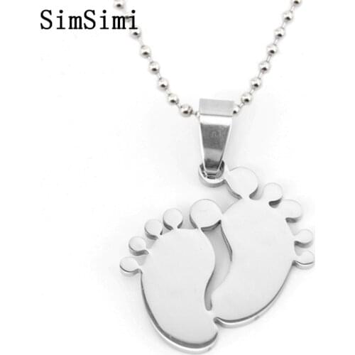 Stainless Steel Charm Pendant Baby Foot Toes Necklace Double Mirror High Polish Jewelry Good Gifts for Daughter/Son/Mom 10pcs