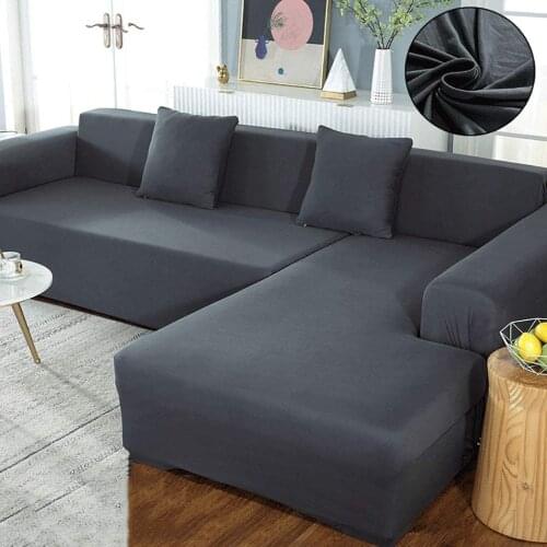Plain Solid Sofa Cover Stretch Elastic Universal sofa Slipcover L Shape Corner Chaise Need Buy 2pcs Couch Cover