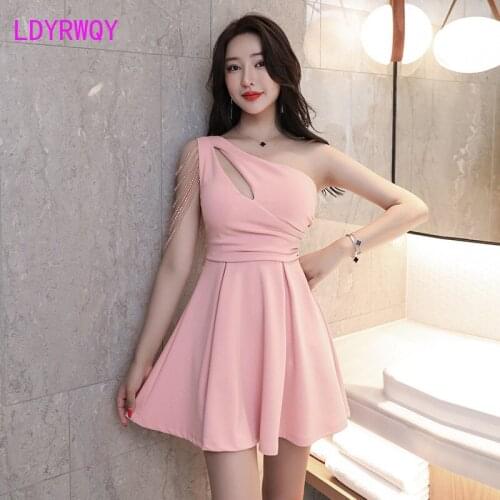 LDYRWQY French temperament dress 2021 waist sexy summer woman Office Lady Sheath Zippers Knee-Length