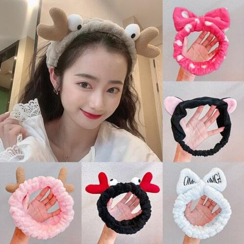 Wash Face Hair Holder Hairbands Soft Warm Coral Fleece Bow Animal Ears Headband For Women Girls Turban Fashion Hair Accessories