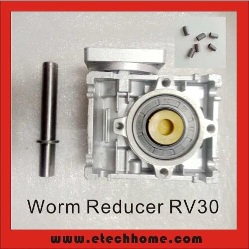 5:1 to 80:1 RV30 Worm Speed Reducer With Single Output Shaft and Shaft Adaptor for 8mm input shaft of Nema 23 Motor