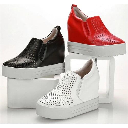 Fashion Sneakers Women Genuine Leather Wedges High Heel Summer Sports Gladiator Sandals Female Breathable Round Toe Pumps Shoes