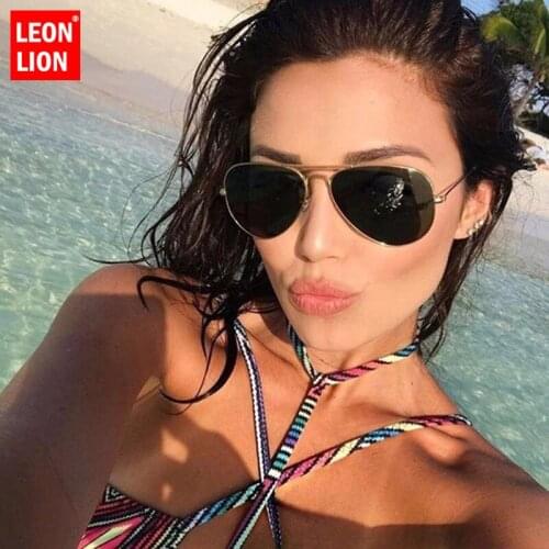 LeonLion 2021 Gradient Pilot Sunglasses Women/Men Designer Luxury Sun Glasses For Women Retro Outdoor Driving Oculos De Sol