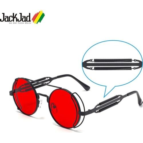 JackJad 2020 Fashion Cool Unique SteamPunk Style Round Sunglasses Metal Elastic Leg Brand Design Sun Glasses Oculos De Sol 1904