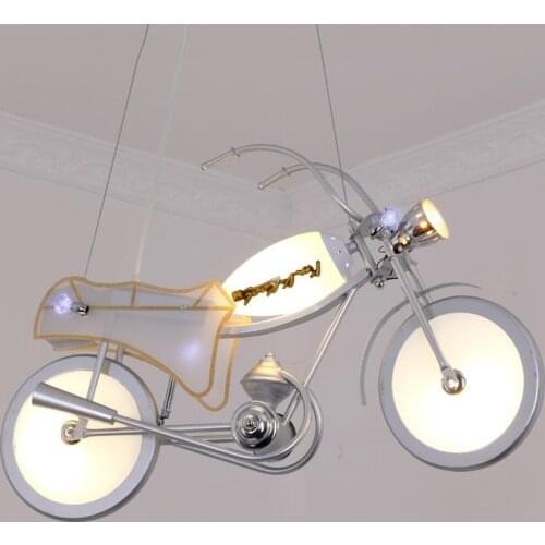 Modern LED Motorcycle Pendant Lamp Creative Boy Room Deco Bedroom Bar Decor Lamps Cartoon Children Room Hanging Lights Fixtures