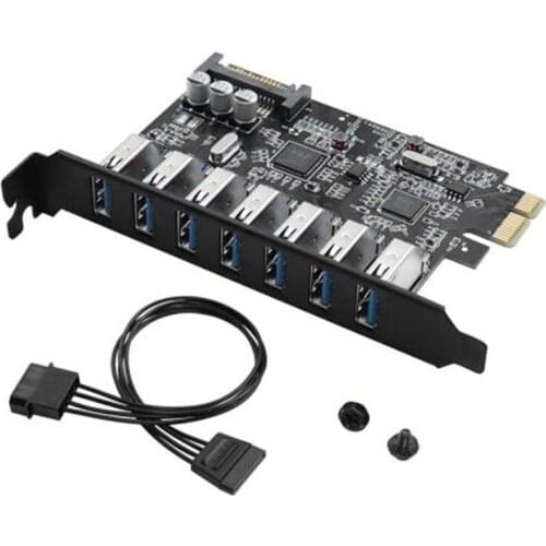 USB 3.0 PCI-E Expansion Card Adapter 7 Ports USB 3.0 Hub Adapter External Controller PCI-E Extender PCI Express Card