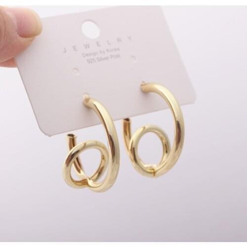 ZA Big Small Circle Drop Earrings for Women Jewelry Simple Smooth Hollow Round Gold Color Geometric Alloy Earring Femal Brincos