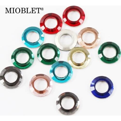 1 Pack 10pcs Glass Crystal Nail Rhinestones 3D Circle Hollow Nails Gem 8mm*8mm Ring of Angels Stones DIY Nail Art Decorations