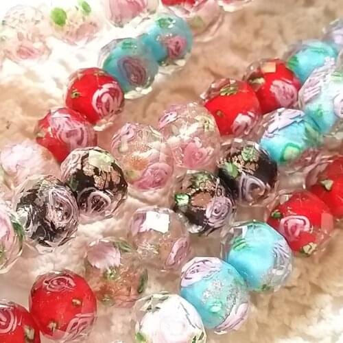10*8MM 96Pcs Mixed Colors Inner Flower Rondelle Crystal Lampwork Glass Bead Jewelry Beads Accessories Findings
