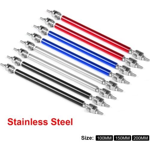 100MM 150MM 200MM Stainless Steel Bumper Lip Adjust Front Strut Splitter Rod Tie Support Bars