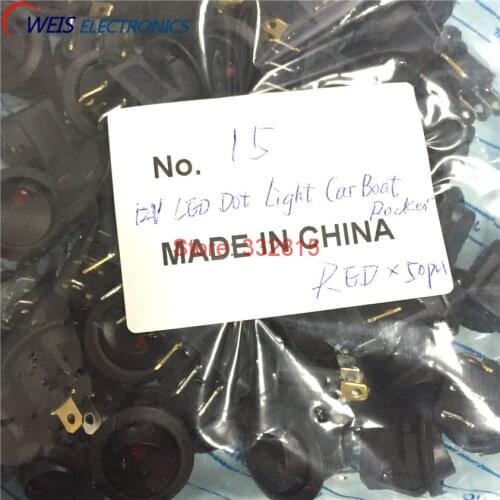 100PCS 20A 12V DC LED Dot Light Car Boat Round Rocker Switch ON/OFF SPST Switches GREEN BLUE YELLOW RED