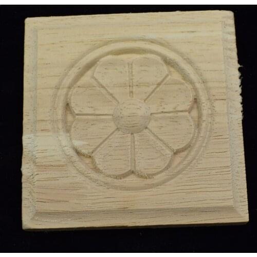 6/8/10CM Flower Wood Carving Natural Appliques for Furniture Cabinet Unpainted Mouldings Decorative Figurine Wedding Decoration