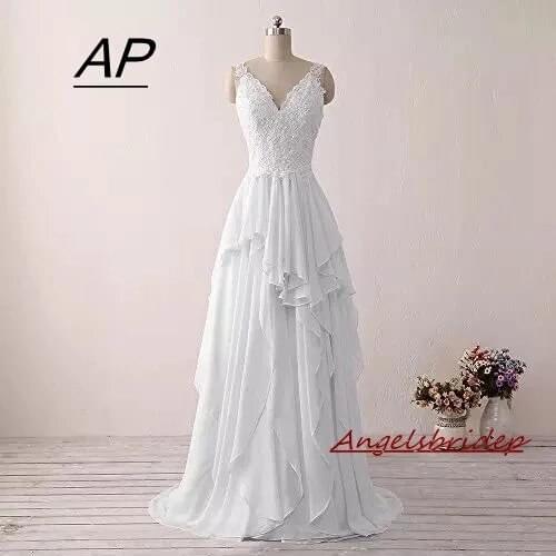 ANGELSBRIDEP New Arrival White Wedding Dress 2021 Charming Applique A-Line Vestidos De Noiva Formal Fantasy Gril Bride Gowns