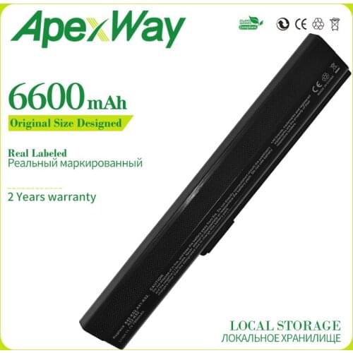 Apexway 6600mAh 9 cells Battery for Asus k52f k52 k52je k52j k52jr k52jc K52je a52 a52f a52j a52jb a52jk a52jr k42 k42f