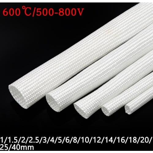 White/Black ID 1mm ~ 40mm Fiberglass Tube 600 Deg.C High Temperature Chemical Glass Fiber Braided Sleeve Wire Pipe Protector