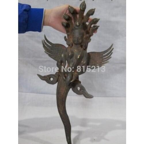 Bi00877 Nepal Tibet Buddhism Bronze Sea snake god Nagarjuna kwan-yin Buddha statue