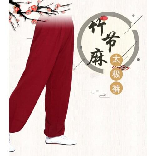 Summer Tai Chi Pants Women Loose Solid Color Practice Men Cotton and linen Pants Home Kung Fu Yoga Lantern Trousers
