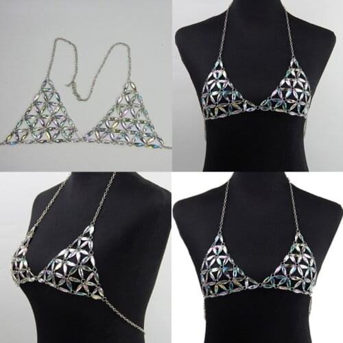 Harness Sexy Shiny Crystal Rhinestone Bra Bikini Chest Chain Crop Top Party Nightclub Body Accessories Jewelry For Women Girls