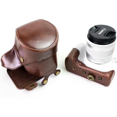 PU Leather case Camera Bag Cover for Canon EOS 200D 250D 200DII Kiss X9 X10 SL2 SL3 with 18-55mm lens DSLR Portable pouch shell