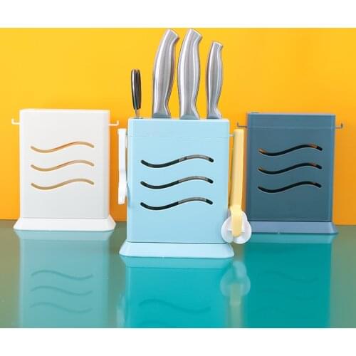 Knife Holder Kitchen Multifunction Plastic Knife Storage Rack Block Holder Stand Mount Stands for Knives with hook 20*17*7cm