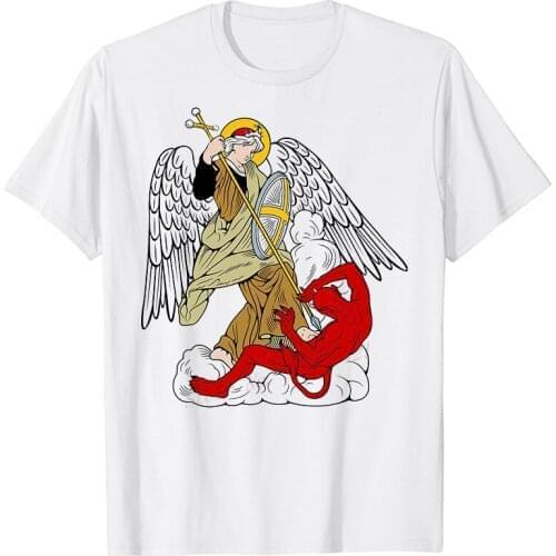 Angel T Shirt St Michael The Archangel T Shirt Graphic Cute Tee Shirt Short Sleeve harajuku shirt Plus Size mens clothing
