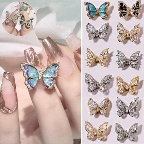 Shiny Charm Zircon 3D Nail Rhinestones Crystal 3D Butterfly Nail Art Decorations Rhinestones Jewelry DIY Manicure Accessories