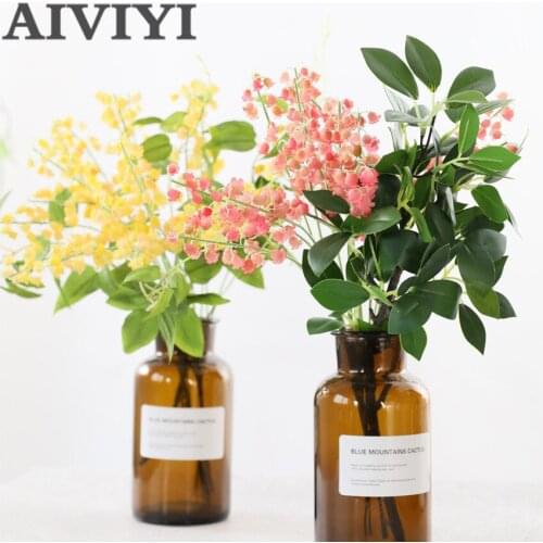 Artificial flower soft rubber lily of the valley 7 sticks fake flower bellflowers wedding decoration simulation plant flowers mu