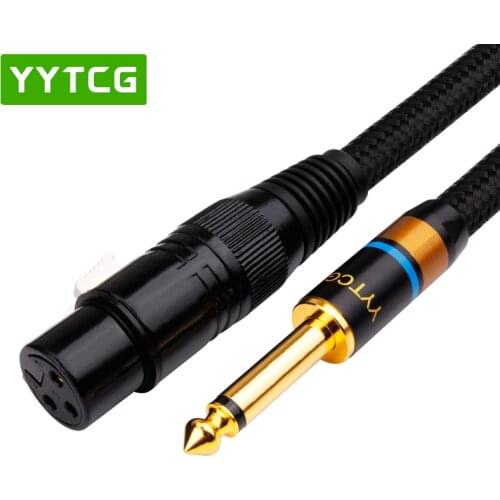 YYTCG Microphone Wire Cord - XLR Female to Jack 6.35 / 6.5 mm ( 1/4" ) Male Plug Audio Lead 1M 1.5M 2M Microphone Cable
