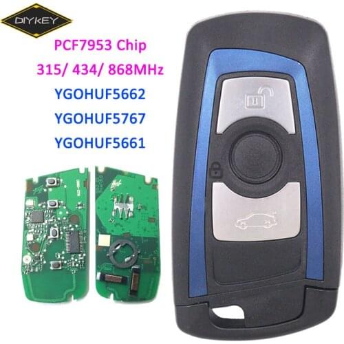 DIYKEY 3 Button Remote Key Fob 315MHz YGOHUF5662/ 434MHz HUF5767/ 868MHz HUF5661 for BMW 5 7 F Series FEM / BDC CAS4 CAS4