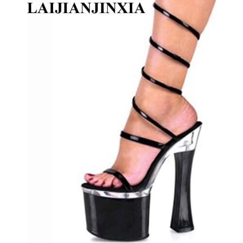 LAIJIANJINXIA 18CM Sexy Pole Dancing Shoes High Heels Shoes Temperament and Interest Sandals 8 CM Platform Model Shoes F-040