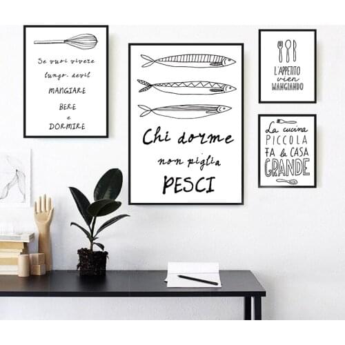 Cartoon Kitchenware Fish Wall Canvas Painting Modern Art Wall Pictures Chic Living Room Office Home Decor Nordic Posters Prints