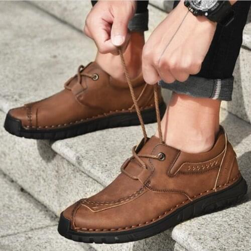 Newly Mens Genuine Leather Shoes Size 38-46 Head Leather Soft Anti-slip Driving Shoes Man Spring Business Dress Shoes for Man