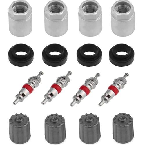 Car TPMS Service Repair Kit AotuTire Pressure Sensor Rebuild with Nut Valve Cap Gasket Car Styling Accessories 4 Sets