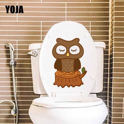 YOJA 16.5X23.5CM Bedroom Home Decor Owls Sleeping On Stumps Wall Sticker Toilet WC Decal T5-0545